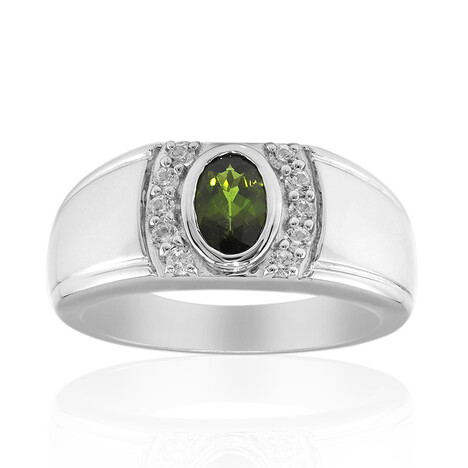 Anillo en plata con Turmalina verde de Brasil