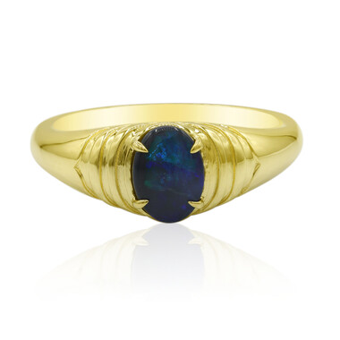 Anello in oro con Opale Nero di Lightning Ridge (Mark Tremonti)