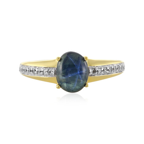 Anillo en plata con Zafiro estrella azul