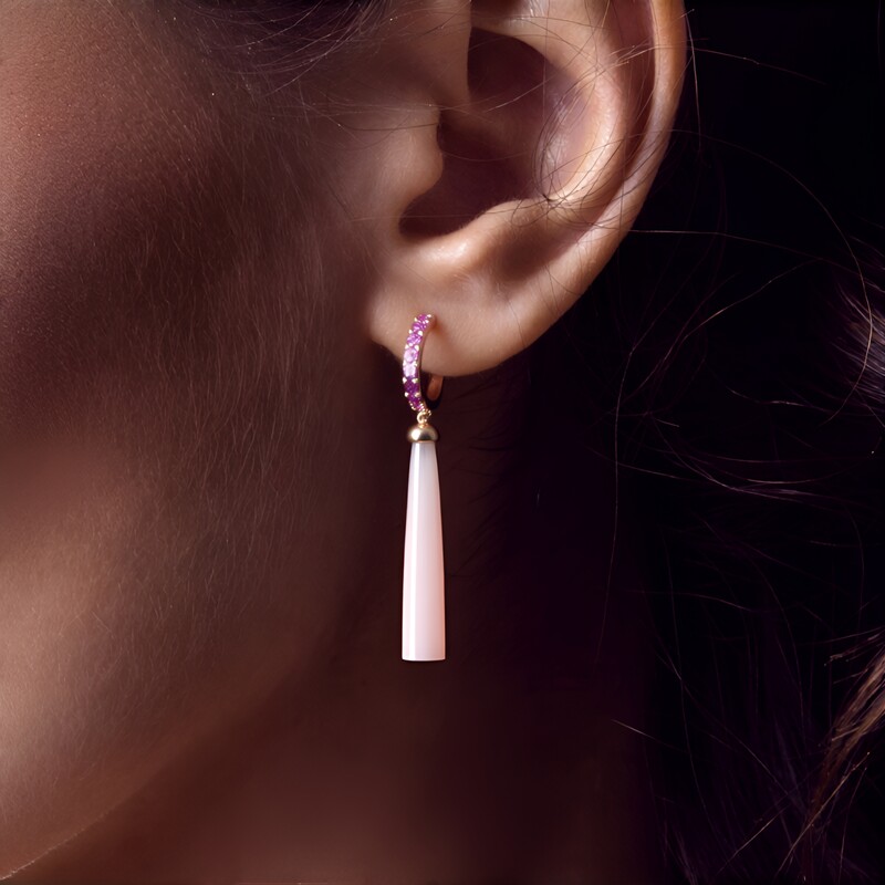 Orecchini in argento con Calcedonio Rosa (KM by Juwelo)