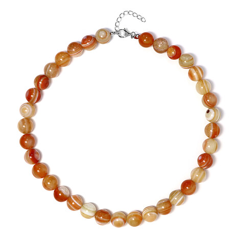 Oranger Achat-Silberhalskette