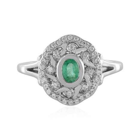 Colombian Emerald Silver Ring
