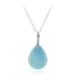 Aqua Chalcedony Silver Necklace