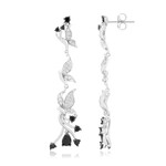 Zilveren oorbellen met zwarte spinelstenen