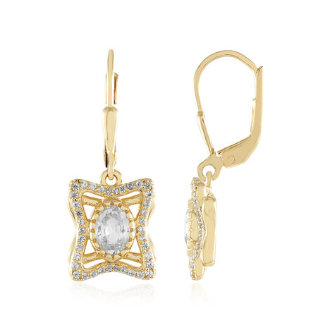 Weißer Saphir-Silberohrringe