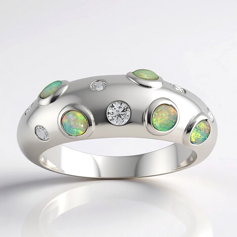 Bague en argent et Opale d'Australie