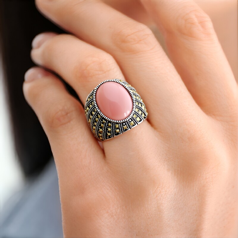 Anillo en plata con Ópalo rosa (Annette classic)