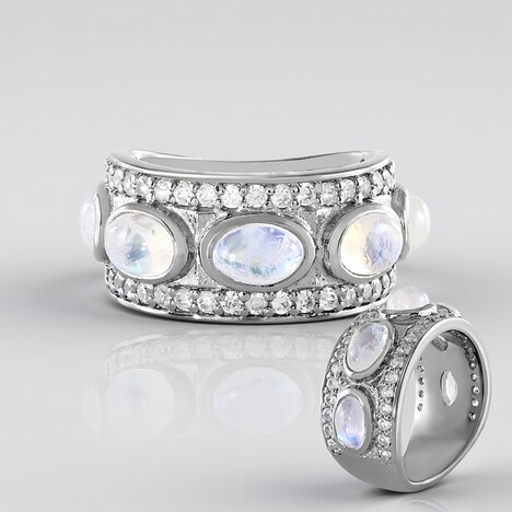 Anello in argento con Pietra di Luna Arcobaleno