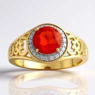 Bague en or et Opale de feu mexicaine AAA