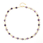 Zilveren halsketting met Chevron Amethisten (Riya)