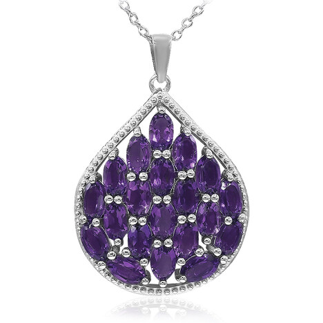 Zilveren halsketting met Zambia-amethisten