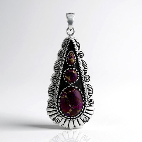 Ciondolo in argento con Turchese Mohave Kingman Viola con Rame (Faszination Türkis)