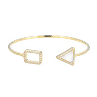 White Quartz Silver Bangle