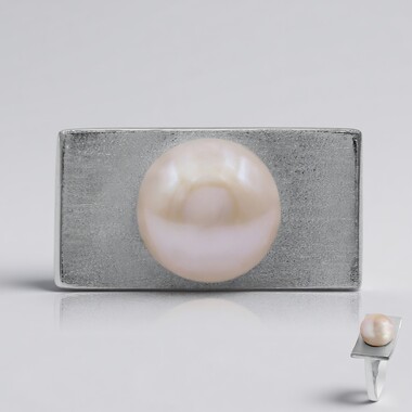 Anello in argento con Perla di Acqua Dolce (TPC)
