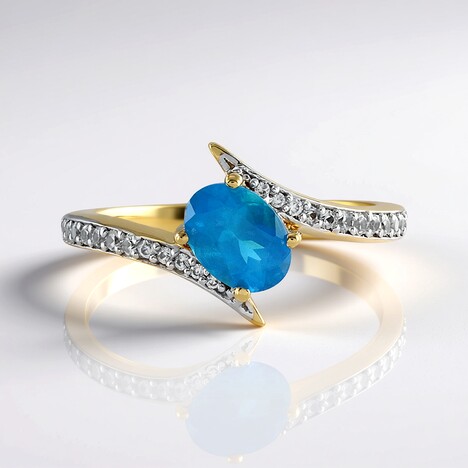 Anello in argento con Apatite Blu Neon