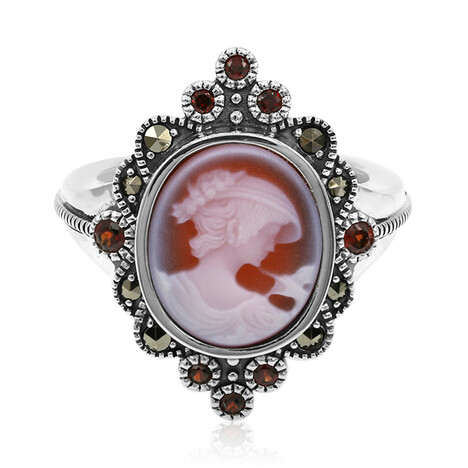 Bague en argent et Agate rouge