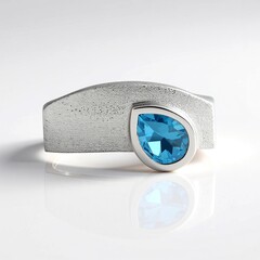 Anello in argento con Topazio Blu Svizzero (de Melo Essence)
