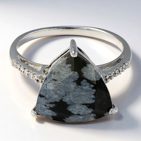 Anello in argento con Ossidiana Fiocco di Neve