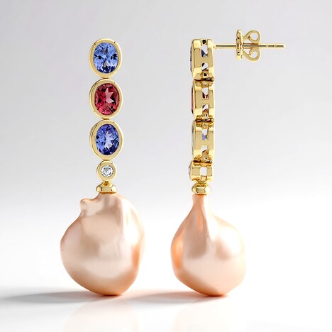 Orecchini in oro con Perla d'Acqua Dolce Porpora (TPC)