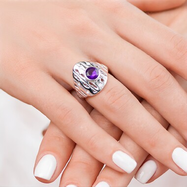 Sibirischer Amethyst-Silberring (SAELOCANA)