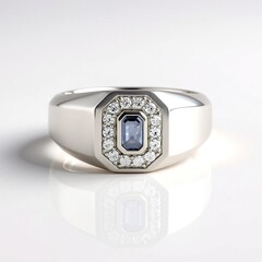 Bague en argent et Saphir bleu de Ceylan
