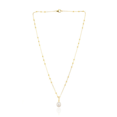 Weiße Süßwasserzuchtperlen-Silberhalskette