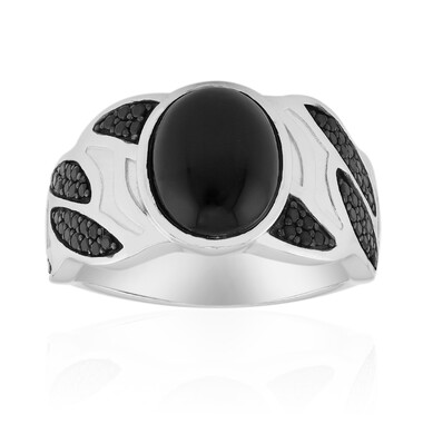 Schwarzer Onyx-Silberring
