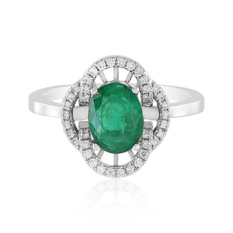 Anillo en oro con Esmeralda de Zambia