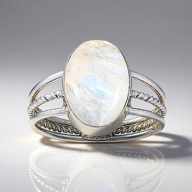 Zilveren ring met een Witte Labradoriet
