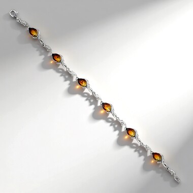Bracciale in argento con Ambra Sunrise Baltica (dagen)