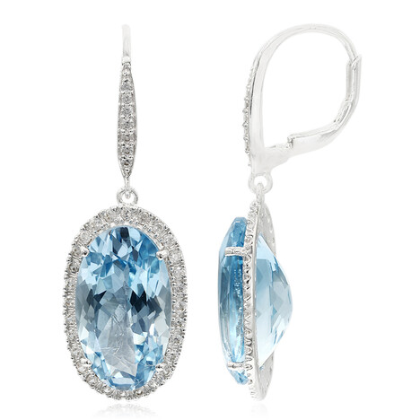 Zilveren oorbellen met hemel-blauwe topaasstenen