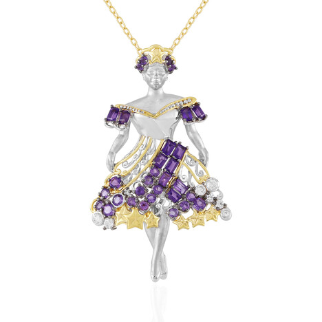 Amethyst-Silberhalskette (Gems en Vogue)