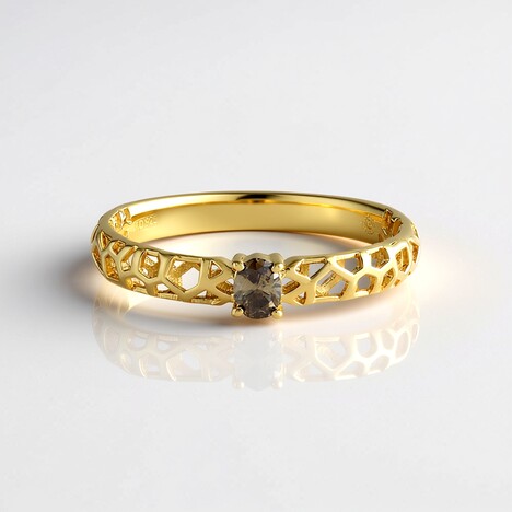 Anello in argento con Diamante Champagne I2 (Ornaments by de Melo)