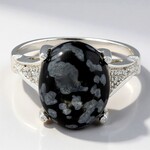 Anello in argento con Ossidiana Fiocco di Neve