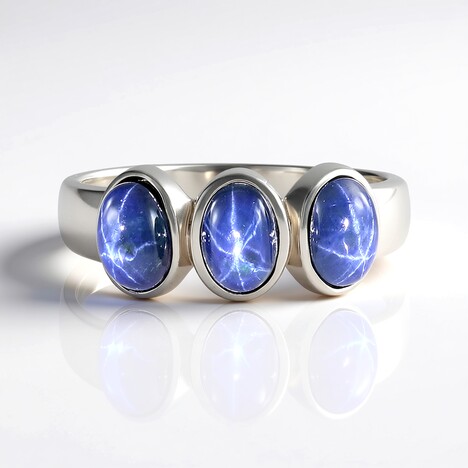 Anello in argento con Zaffiro Stellato Blu