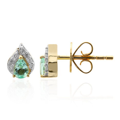 Nigerianischer Mintgrüner Beryll-Goldohrringe