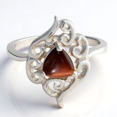 Anello in argento con Occhio di Tigre Rosso