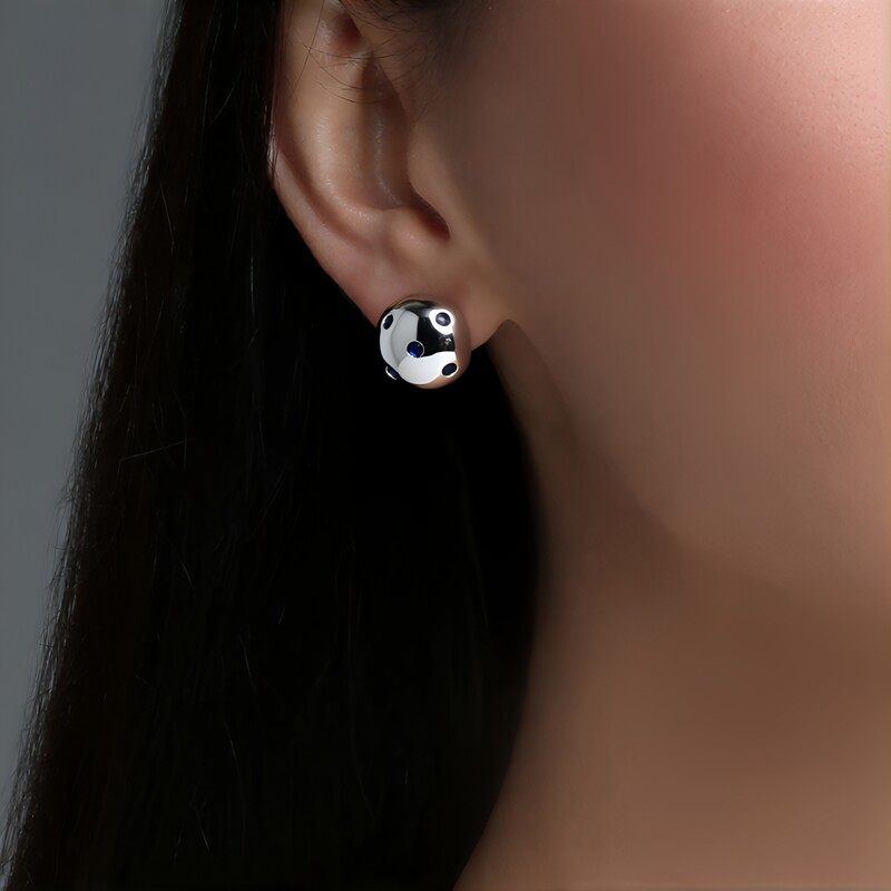 Boucles d'oreilles en argent et Saphir bleu (Pallanova)