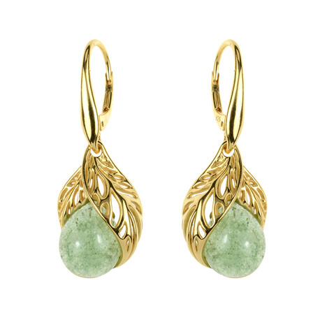 Zilveren oorbellen met groene kwartskristallen (dagen)