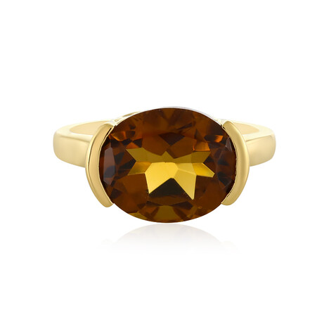 Cognac Quartz Silver Ring