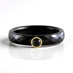 Anello in ceramica con Diamante Nero