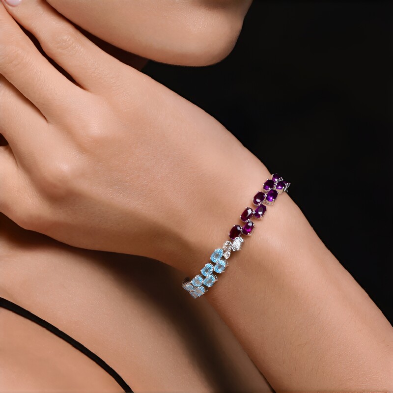 Zilveren armband met Zambia-amethisten