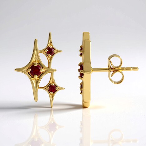 Boucles d'oreilles en argent et Rubis de Tanzanie
