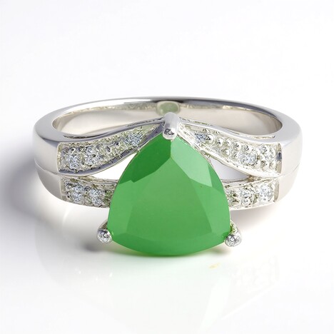 Anello in argento con Calcedonio Verde