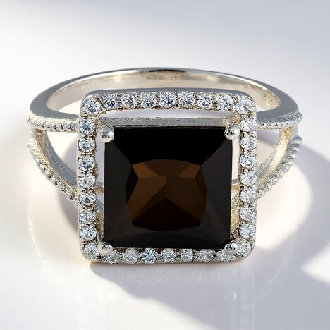 Anello in argento con Quarzo Fumè