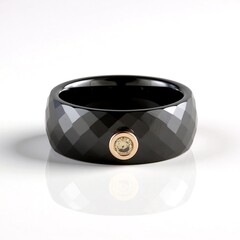 Anello in ceramica con Diamante Champagne SI2
