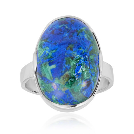 Azurit-Malachit-Silberring (Bali Barong)