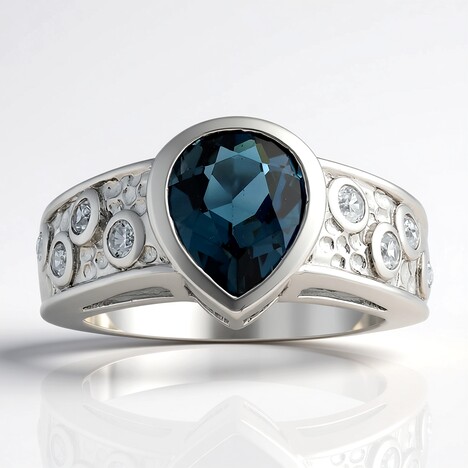Anello in argento con Topazio Blu Londra (de Melo Essence)
