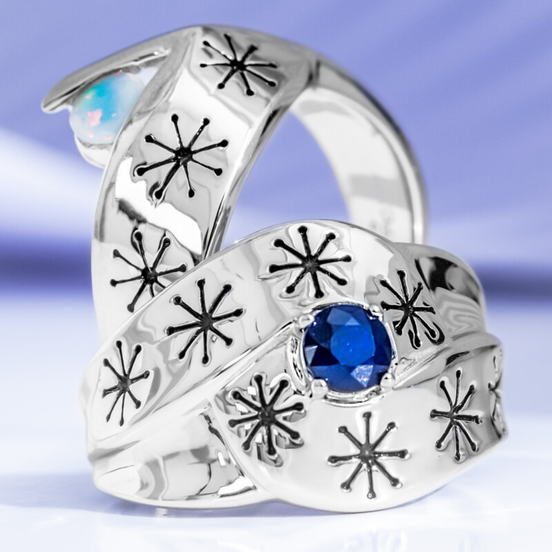 Blauer Saphir-Silberring (TPC)