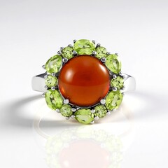 Zilveren ring met een hessoniet granaat
